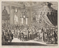 KG 16652
<br/>
Het Edict van Nantes, door Hendrik IV op 25 februari 1599 verleend en bezworen, werd door Lodewijk XIV op 8 oktober 1685 herroepen en vernietigd
<br/>
<em>Luyken, Jan (1649-1712)</em>